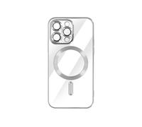 Coque MagSafe pour iPhone 14 Pro Max Silicone Protection Caméra Chromé Argent