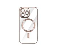 Coque MagSafe pour iPhone 14 Pro Max Silicone Protection Caméra Chromé Rose champagne