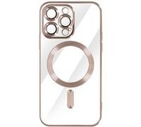 Coque MagSafe pour iPhone 14 Pro Max Silicone Protection Caméra Chromé Rose Gold Rose champagne G