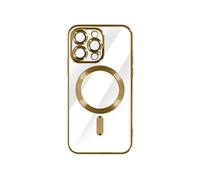 Coque MagSafe pour iPhone 14 Pro Max Silicone Protection Caméra Contour Chromé Or