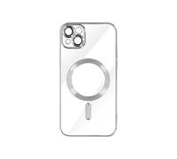 Coque MagSafe pour iPhone 14 Silicone Protection Caméra Contour Chromé Argent