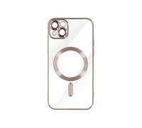 Coque MagSafe pour iPhone 14 Silicone Protection Caméra Contour Chromé Rose Gold