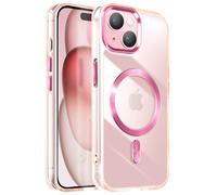 Avizar Coque pour iPhone 15 Dos Cristal Color Rose champagne