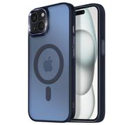 Avizar Coque pour iPhone 15 Dos Mat Givré Contour Bleu nuit