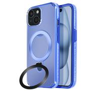 Coque MagSafe pour iPhone 15 Plus et 14 Plus Antichoc Support Pliable Bleu