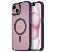Avizar Coque pour iPhone 15 Plus et 14 Plus Dos Mat Givré Contour Violet