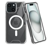 Coque Magsafe pour iPhone 15 Plus Silicone Gel Coins Renforcés Transparent