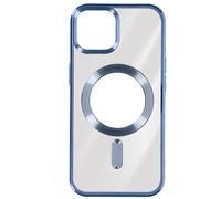 Coque MagSafe pour iPhone 15 Plus Silicone Protection Caméra Contour Chromé Bleu