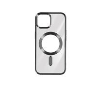 Coque MagSafe pour iPhone 15 Plus Silicone Protection Caméra Contour Chromé Noir
