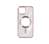 Coque MagSafe pour iPhone 15 Plus Silicone Protection Caméra Contour Chromé Rose champagne