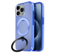 Coque MagSafe pour iPhone 15 Pro Max Antichoc avec Support Pliable Bleu
