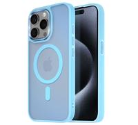 Avizar Coque pour iPhone 15 Pro Max Dos Mat Givré Contour Bleu clair