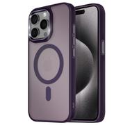 Coque MagSafe pour iPhone 15 Pro Max Dos Mat Givré Contour Violet