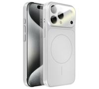 Coque MagSafe pour iPhone 15 Pro Max Rigide avec Verre Protection Caméra Argent