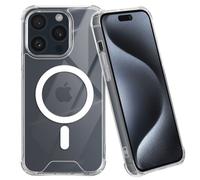 Coque Magsafe pour iPhone 15 Pro Max Silicone Gel Coins Renforcés Transparent