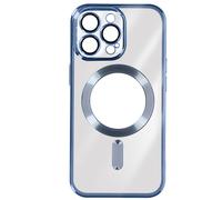 Coque MagSafe pour iPhone 15 Pro Max Silicone Protection Caméra Chromé Bleu