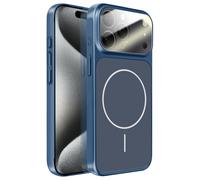 Coque MagSafe pour iPhone 15 Pro Rigide avec Verre Protection Caméra Bleu nuit