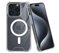 Coque Magsafe pour iPhone 15 Pro Silicone Gel Coins Renforcés Antichoc Transparent