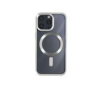 Coque MagSafe pour iPhone 15 Pro Silicone Protection Caméra Chromé Argent