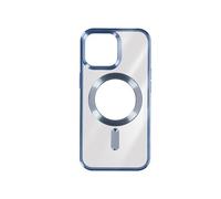 Coque MagSafe pour iPhone 15 Pro Silicone Protection Caméra Contour Chromé Bleu