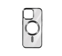 Coque MagSafe pour iPhone 15 Pro Silicone Protection Caméra Contour Chromé Noir