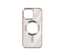 Coque MagSafe pour iPhone 15 Pro Silicone Protection Caméra Contour Chromé Rose champagne