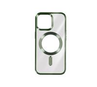 Coque MagSafe pour iPhone 15 Pro Silicone Protection Caméra Contour Chromé Vert