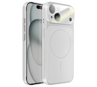 Coque MagSafe pour iPhone 15 Rigide avec Verre Protection Caméra Argent
