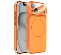 Coque MagSafe pour iPhone 15 Rigide avec Verre Protection Caméra Orange