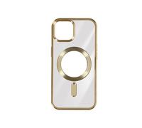 Coque MagSafe pour iPhone 15 Silicone Protection Caméra Contour Chromé Dorée