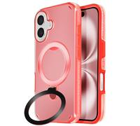 Coque MagSafe pour iPhone 16 Antichoc avec Support Pliable Rouge