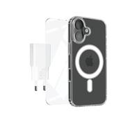 Coque MagSafe pour iPhone 16 avec Verre Trempé Écran et Caméra Blanc