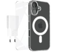 Coque MagSafe pour iPhone 16 avec Verre Trempé Écran et Caméra Blanc