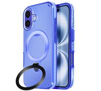 Coque MagSafe pour iPhone 16 Plus Antichoc avec Support Pliable Bleu