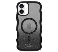 Coque MagSafe pour iPhone 16 Plus Design Wavy Glitter Nightfall Kate Spade Noir transparent