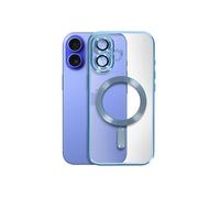 Coque MagSafe pour iPhone 16 Plus Silicone Contour Chromé Bleu clair