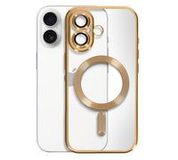 Coque Magsafe Pour Iphone 16 Plus Silicone Contour Chromé Dorée