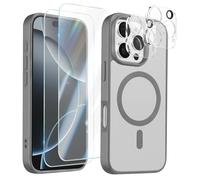 Coque MagSafe pour iPhone 16 Pro avec 2 Verres Trempés et 2 Films Caméra Gris