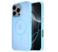 Coque MagSafe pour iPhone 16 Pro Dos Mat Givré Contour Bleu clair