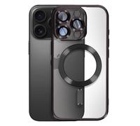 Avizar Coque MagSafe pour iPhone 16 Pro Max Silicone Contour chromé Noir