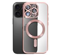 Avizar Coque MagSafe pour iPhone 16 Pro Max Silicone Contour chromé Rose champagne