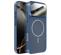 Coque MagSafe pour iPhone 16 Pro Rigide avec Verre Protection Caméra Bleu nuit