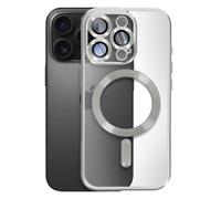 Avizar Coque pour iPhone 16 Pro Silicone Contour Chromé Argent