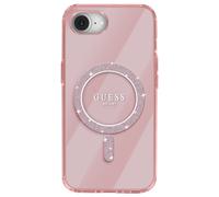 Coque MagSafe pour iPhone 16e Fine Anneau Pailleté Coins renforcés Guess Rose clair