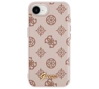 Coque MagSafe pour iPhone 16e Imprimé Peony Script Logo en relief Guess Marron clair