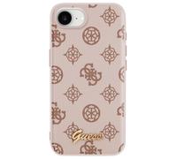 Coque MagSafe pour iPhone 16e Imprimé Peony Script Logo en relief Guess Marron clair