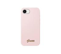 Guess Coque pour iPhone 16e Silicone Soft touch Logo métal doré