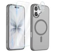 Coque MagSafe pour iPhone 17 avec 2 Verres Trempés et 2 Films Caméra Gris
