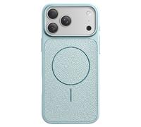 Coque MagSafe pour iPhone 17 Pro Bi-Matière Antichoc Texture Cuir Bleu clair