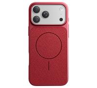 Coque MagSafe pour iPhone 17 Pro Bi-Matière Antichoc Texture Cuir Bordeaux